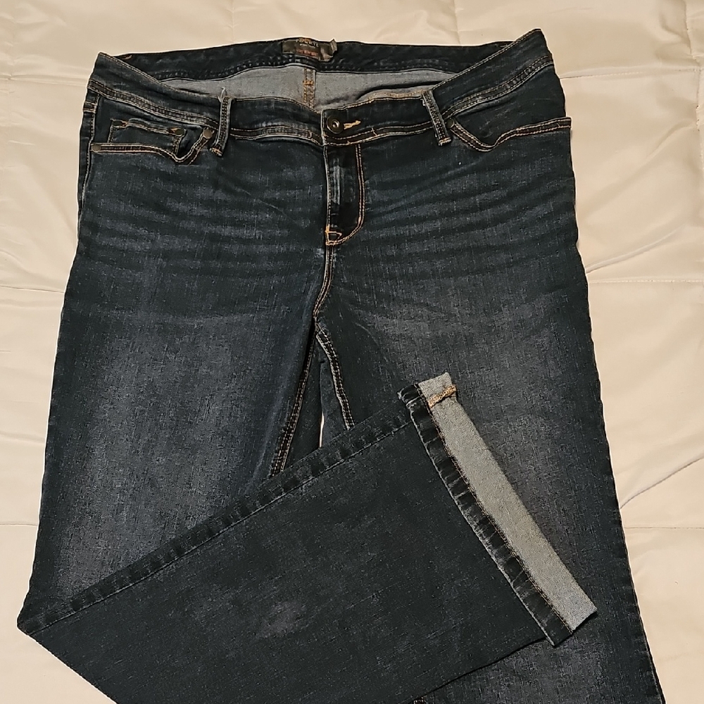 Torrid Blue Skinny Jeans with Stretch and Distressed Details